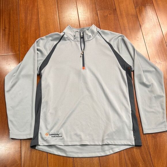 ALO Yoga Cool Fit Gray and Black Quarter-Zip Pullover size XL - Picture 1 of 9